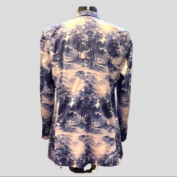 Blue Toile  Printed  Blazer - Picture 9 of 17